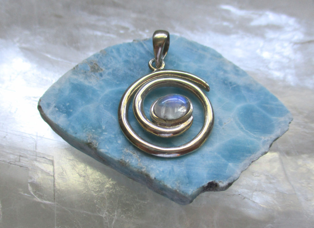 moonstone spiral pendant